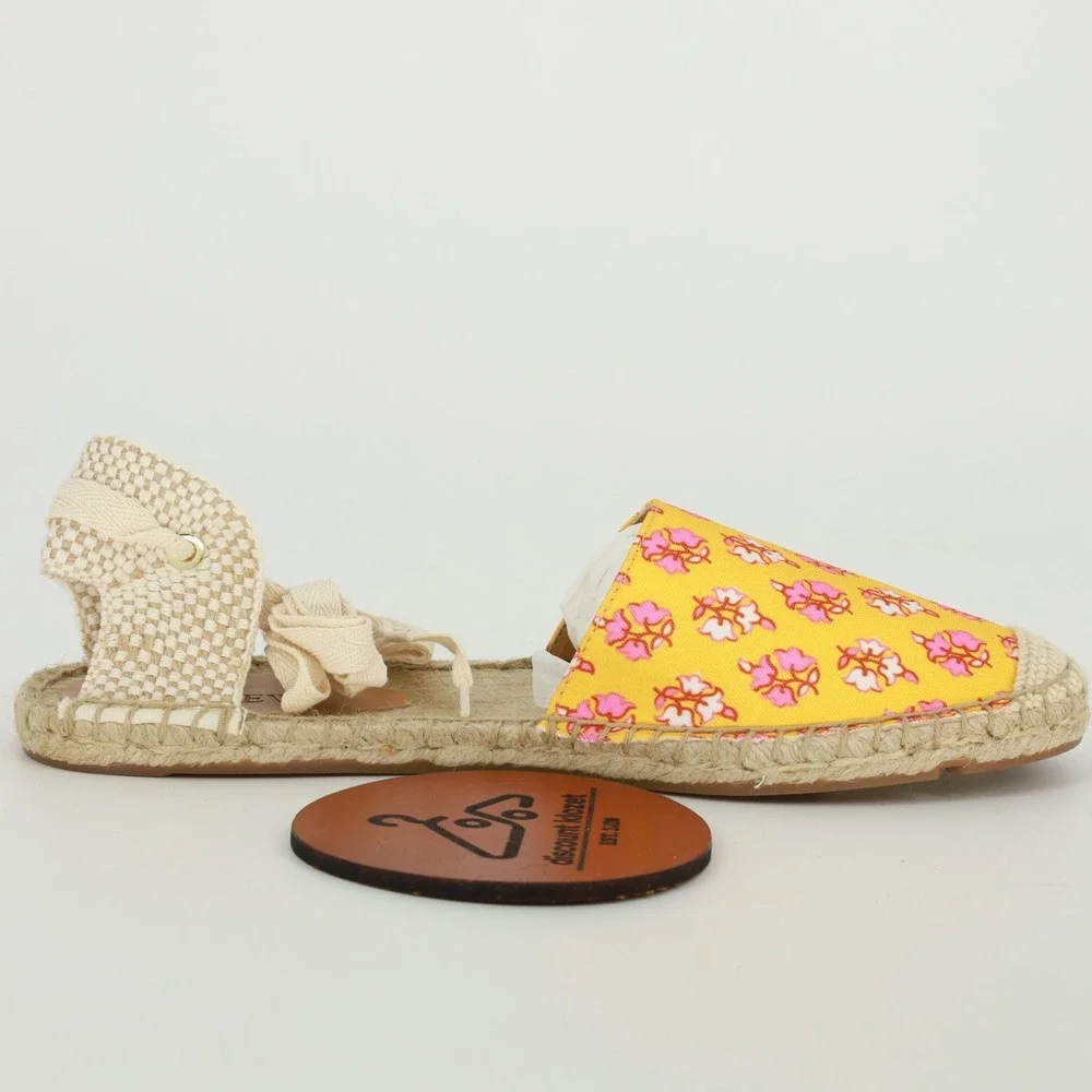 J.Crew Printed Lace-Up D'Orsay Espadrille Sandals Orange Block Size 9.5 NIB Boho